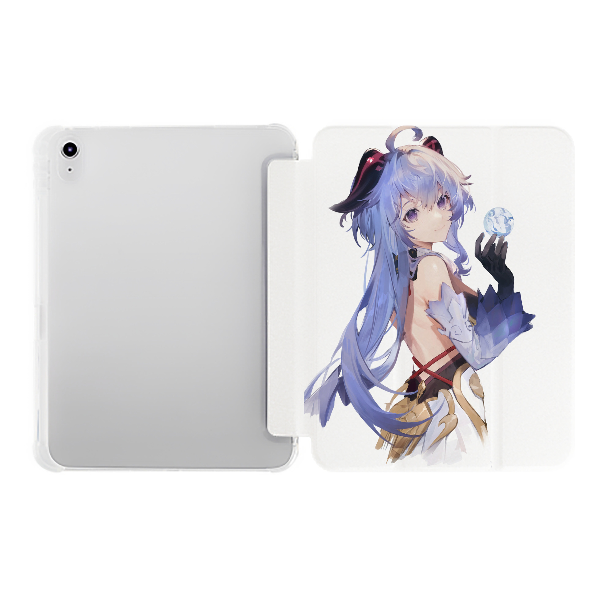 げんし神 甘雨 かんう genshin Ganyu IPad ケース ペン収納付き 三つ折りスタンド PUレザー×シリコン 対応機種9.5/10.5/10.9インチ